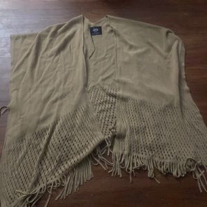 Sweater shawl with fringe